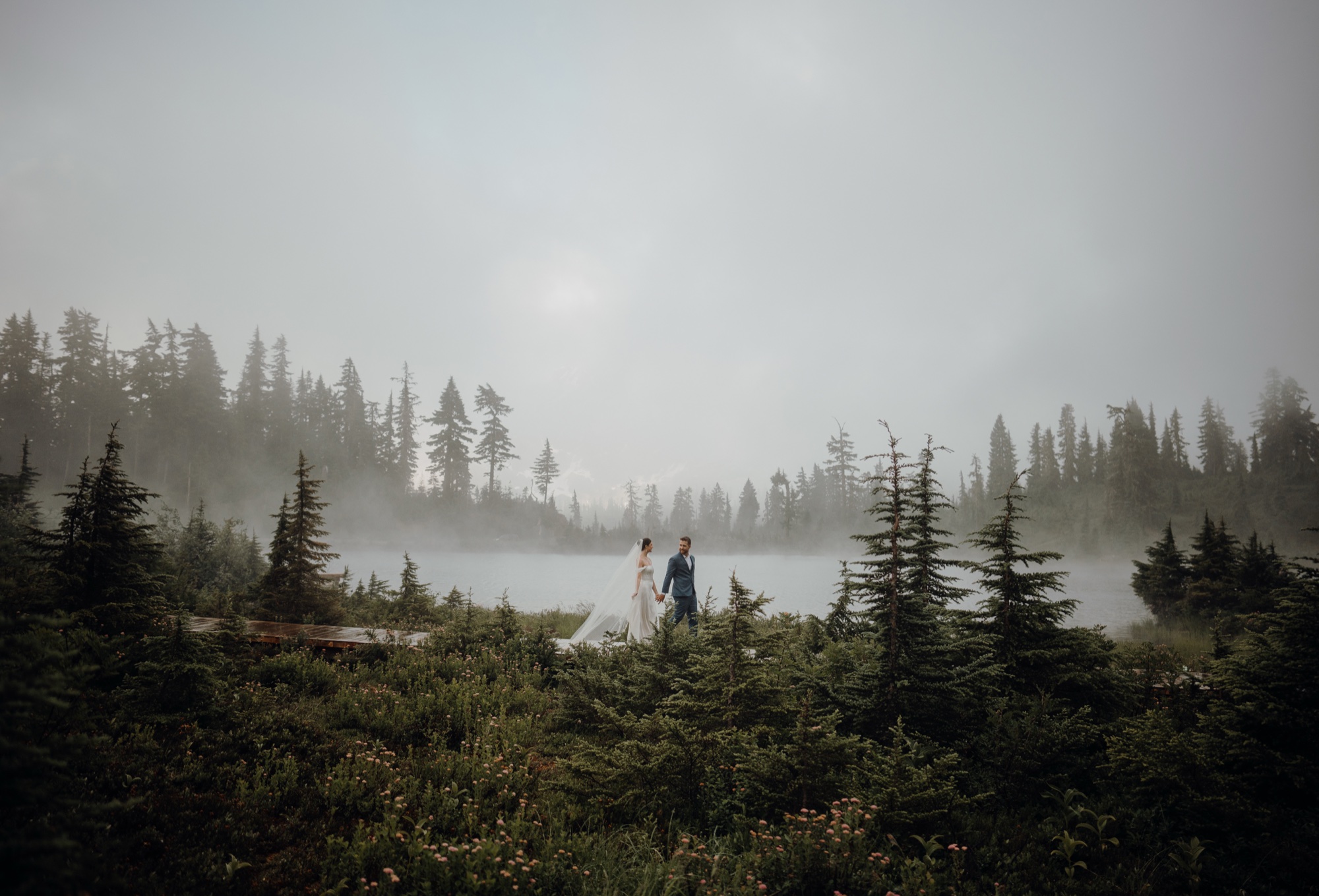 Kyle & Sahale destination session at Picture Lake, Mount Baker, WA